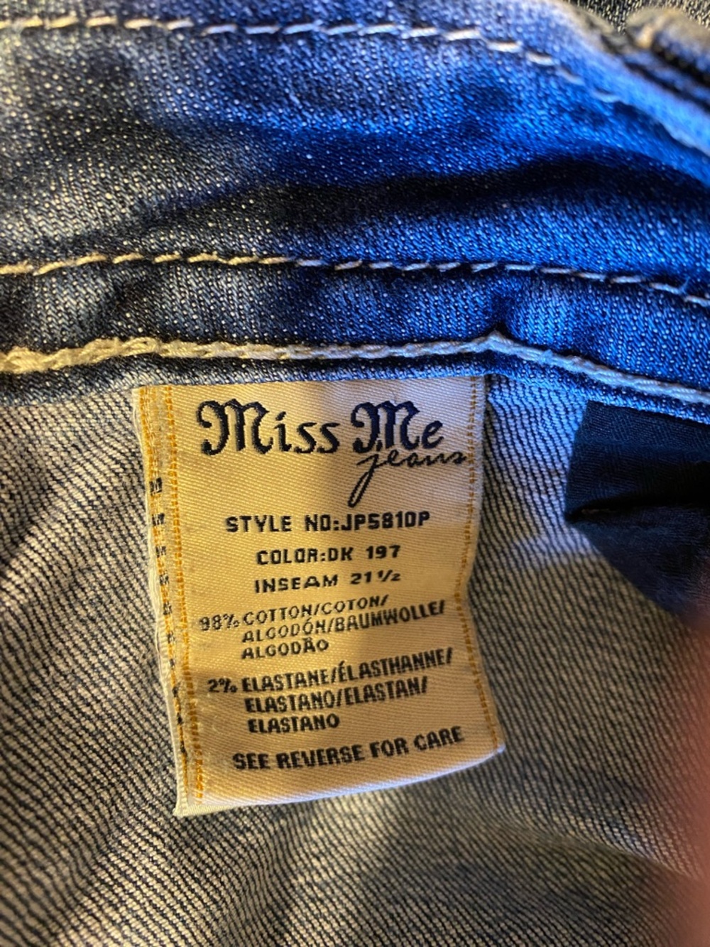 Miss Me Light Blue Faded Crop Jeans with Silver Lace Pockets - Picture 9 of 9
